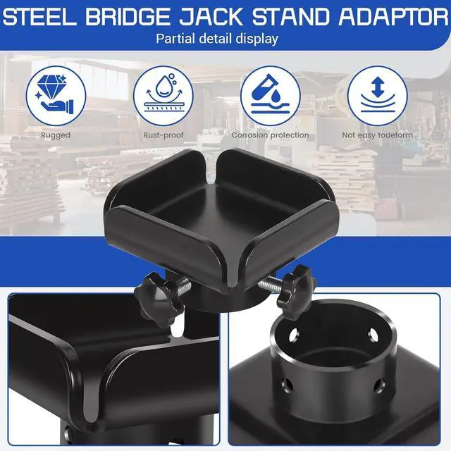 Alt view image 4 of 7 - 2 Pack Bottle Jack to Post Adaptor with Centering Pin, Steel Bridge Jack Stand Adaptor for 4x4 Wood Beams, Compatible with Most Bottle Jacks, Jack Accessories for Wood Beams to Prevent Splitting