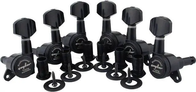 Main image of Guitar Locking Tuners (3L + 3R Handed) - 1:18 Lock String Tuning Key Pegs Machine Head with Hexagonal Handle Replacement for ST TL SG LP Style Electric, Folk or Acoustic Guitars - Black