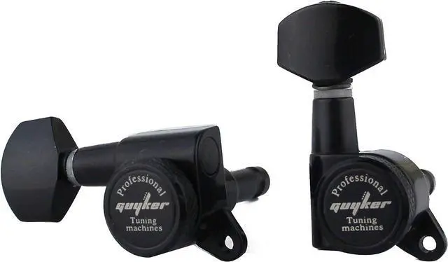 Alt view image 2 of 5 - Guitar Locking Tuners (3L + 3R Handed) - 1:18 Lock String Tuning Key Pegs Machine Head with Hexagonal Handle Replacement for ST TL SG LP Style Electric, Folk or Acoustic Guitars - Black