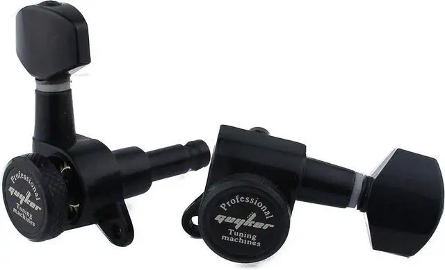 Alt view image 4 of 5 - Guitar Locking Tuners (3L + 3R Handed) - 1:18 Lock String Tuning Key Pegs Machine Head with Hexagonal Handle Replacement for ST TL SG LP Style Electric, Folk or Acoustic Guitars - Black