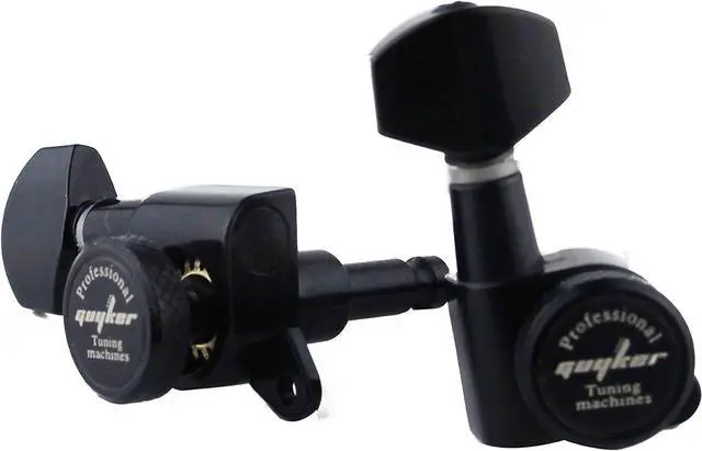 Alt view image 3 of 5 - Guitar Locking Tuners (3L + 3R Handed) - 1:18 Lock String Tuning Key Pegs Machine Head with Hexagonal Handle Replacement for ST TL SG LP Style Electric, Folk or Acoustic Guitars - Black