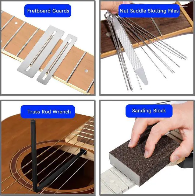 Alt view image 5 of 6 - Guitar Repairing Maintenance Kit with Measuring Ruler Gauges Files Hex Wrenches String Winder Cutter Cleaner for Guitar Bass Ukulele Banjo, Guitar Setup Tool Kit for Luthier Beginner Enthusiast