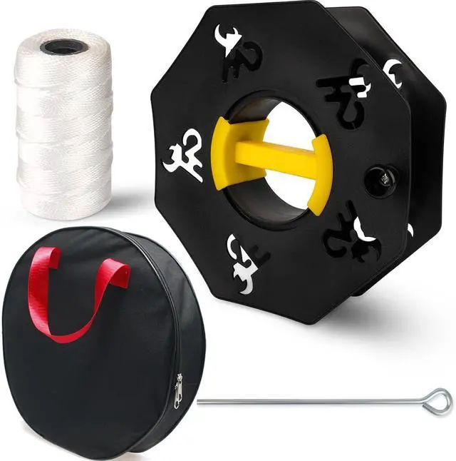 Main image of Sports Standard String Winder, Basketball Court Marking Kit 500' #36 Heavy Nylon String, Baseball field String Storage Reel Winder with Rotating Handle for indoor outdoor Soccer Track Baseball Field