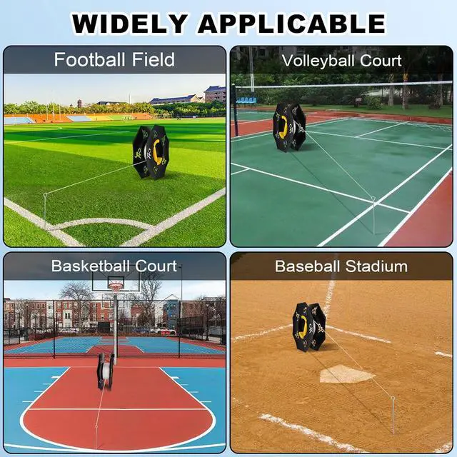 Alt view image 6 of 7 - Sports Standard String Winder, Basketball Court Marking Kit 500' #36 Heavy Nylon String, Baseball field String Storage Reel Winder with Rotating Handle for indoor outdoor Soccer Track Baseball Field