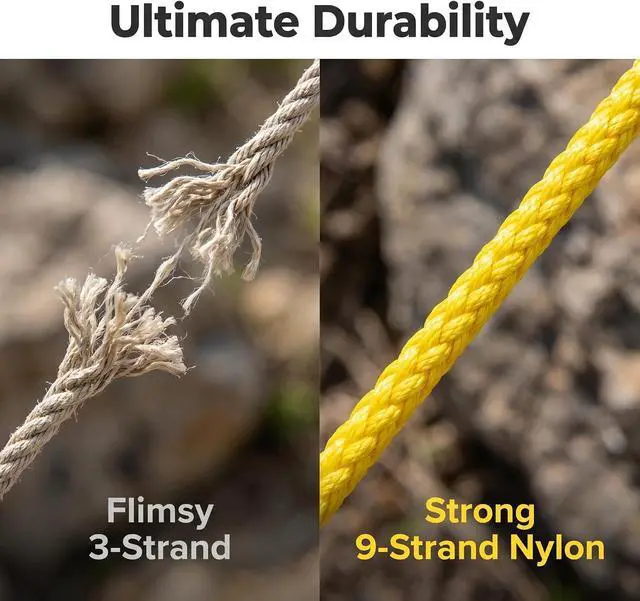 Alt view image 4 of 7 - Sports Standard String Winder Kit Include 500 ft 9-Strands Strong Nylon String Line and 30cm Ground Nail, Large Capacity Baseball Field Line Cord Storage Reel with Multiple Tie-Off Slots