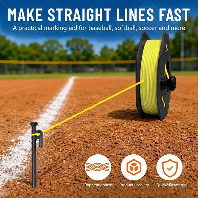 Alt view image 7 of 7 - Sports Standard String Winder Kit Include 500 ft 9-Strands Strong Nylon String Line and 30cm Ground Nail, Large Capacity Baseball Field Line Cord Storage Reel with Multiple Tie-Off Slots