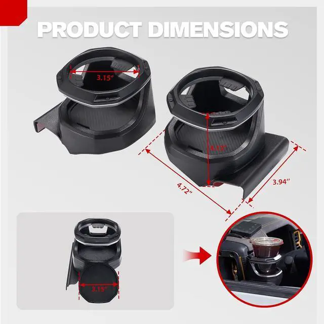 Alt view image 6 of 7 - Front Door Cup Holders for Ford Bronco 2021 2022 2023 2024 2025 2026, 1 Pair Door Cup Holders Vehicle Drink Holders, Driver and Passenger Side, Not Fits Bronco Sport