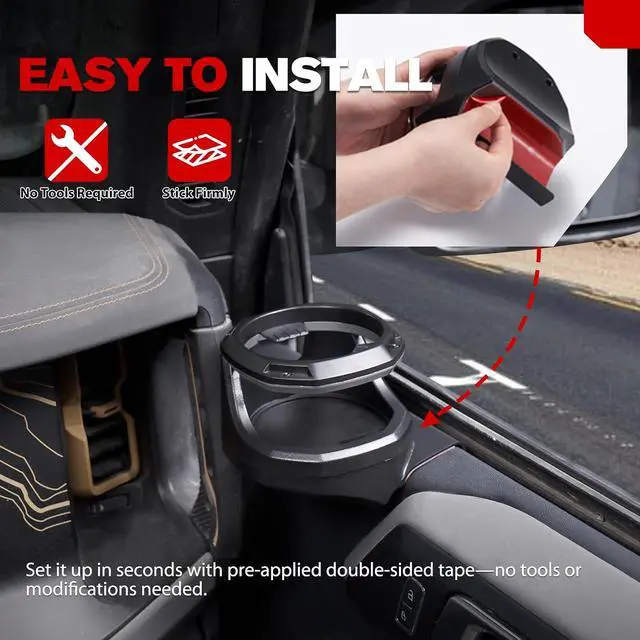 Alt view image 7 of 7 - Front Door Cup Holders for Ford Bronco 2021 2022 2023 2024 2025 2026, 1 Pair Door Cup Holders Vehicle Drink Holders, Driver and Passenger Side, Not Fits Bronco Sport
