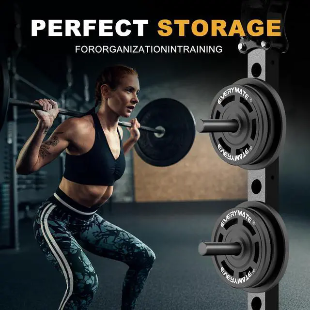 Alt view image 4 of 7 - Weight Plate Holder Power Rack Attachment 2 Inch Olympic Plate Storage Power Squat Rack Holder Weight Plates for 2x2 3x3 2x3 Power Cage Accessories Weight Plate Rack