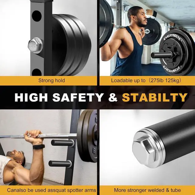Alt view image 5 of 7 - Weight Plate Holder Power Rack Attachment 2 Inch Olympic Plate Storage Power Squat Rack Holder Weight Plates for 2x2 3x3 2x3 Power Cage Accessories Weight Plate Rack