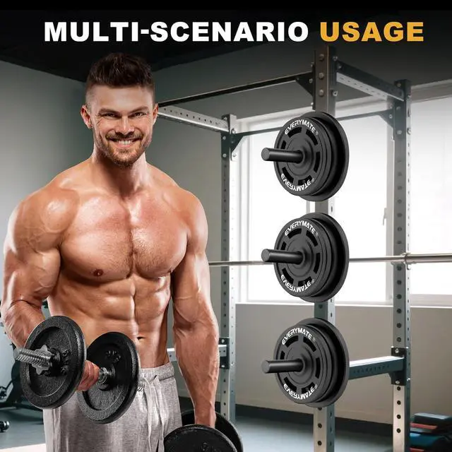 Alt view image 7 of 7 - Weight Plate Holder Power Rack Attachment 2 Inch Olympic Plate Storage Power Squat Rack Holder Weight Plates for 2x2 3x3 2x3 Power Cage Accessories Weight Plate Rack