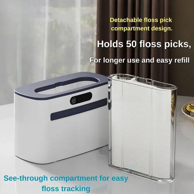 Alt view image 3 of 7 - Smart Touchless Floss Pick Dispenser with Sensor - Refillable and Rechargable with 2 Cartridges (100 Picks) - Innovative and Hygienic Floss Pick Holder (Dark Gray)