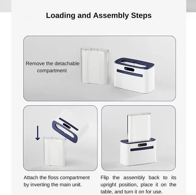 Alt view image 7 of 7 - Smart Touchless Floss Pick Dispenser with Sensor - Refillable and Rechargable with 2 Cartridges (100 Picks) - Innovative and Hygienic Floss Pick Holder (Dark Gray)