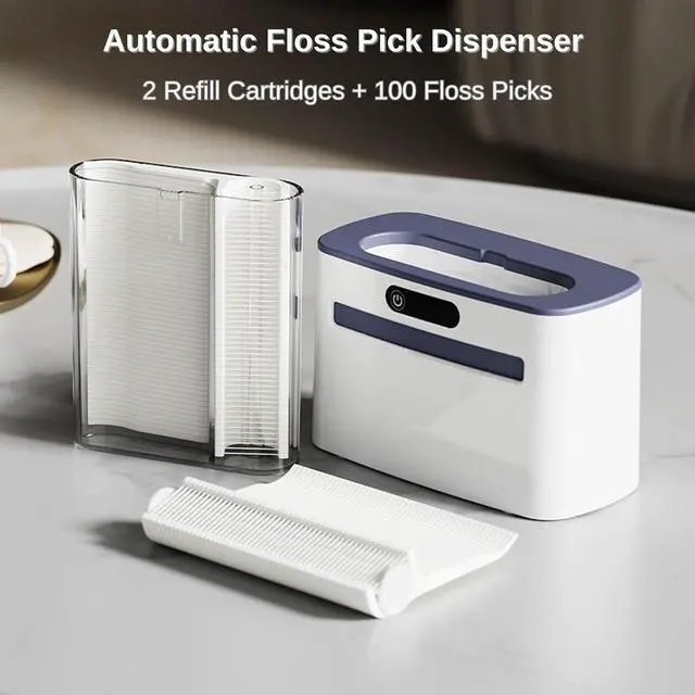 Alt view image 5 of 7 - Smart Touchless Floss Pick Dispenser with Sensor - Refillable and Rechargable with 2 Cartridges (100 Picks) - Innovative and Hygienic Floss Pick Holder (Dark Gray)