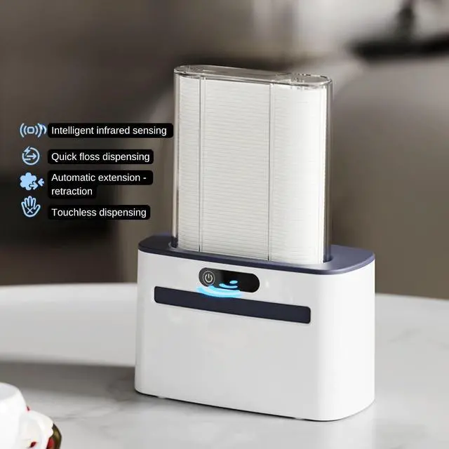 Alt view image 2 of 7 - Smart Touchless Floss Pick Dispenser with Sensor - Refillable and Rechargable with 2 Cartridges (100 Picks) - Innovative and Hygienic Floss Pick Holder (Dark Gray)