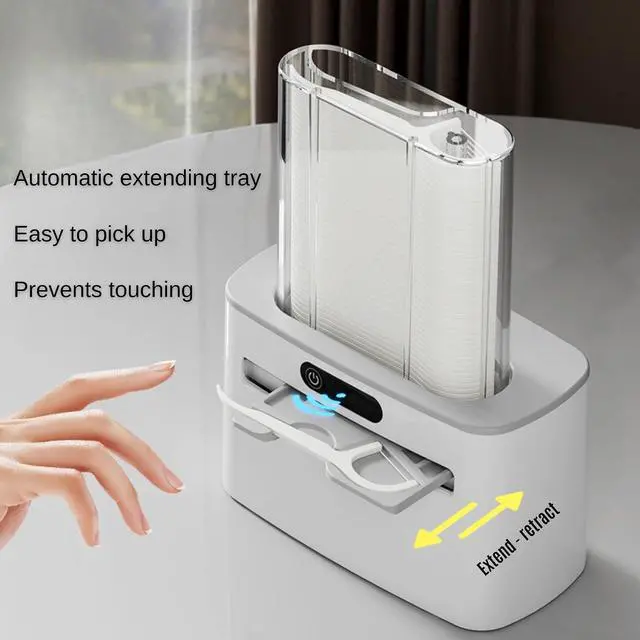 Alt view image 6 of 7 - Smart Touchless Floss Pick Dispenser with Sensor - Refillable and Rechargable with 2 Cartridges (100 Picks) - Innovative and Hygienic Floss Pick Holder (Dark Gray)