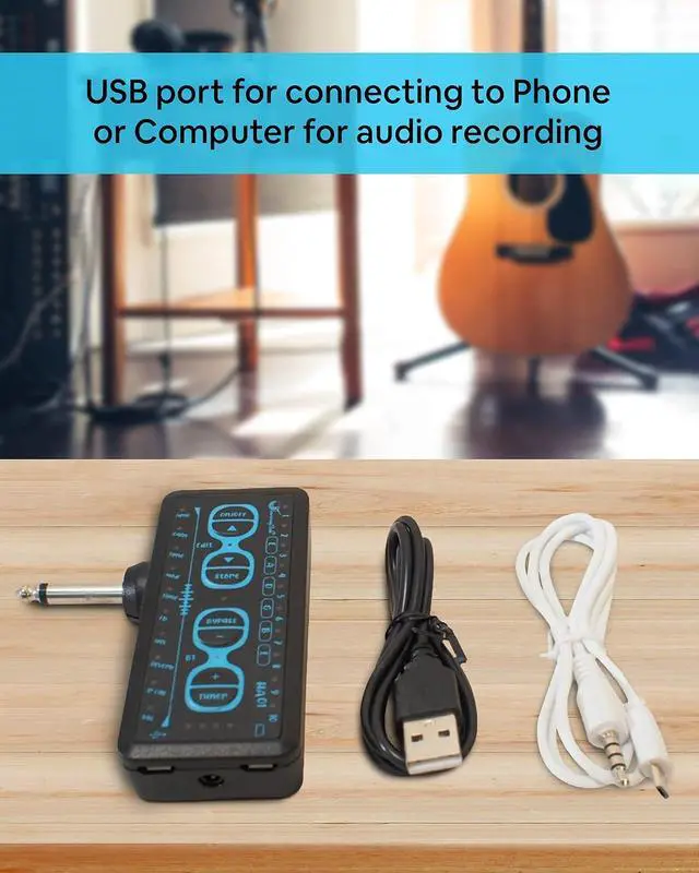 Alt view image 4 of 7 - Passport Guitar Headphone Amplifier HA01 Premium Guitar Amplifier with USB Port Wireless Bluetooth Travel Guitar Amplifier