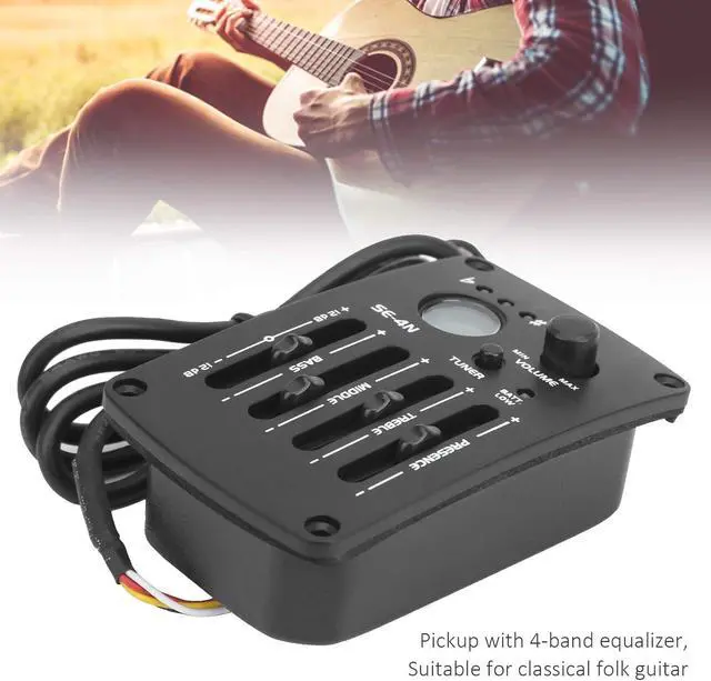 Alt view image 2 of 2 - 4 Band Equalizer Digital Tuner Pickup, EQ Equalizer Pickup Acoustic Guitar with LCD Display, Preamp Musical Instrument Accessories SE 4N Electric Guitar EQ Pickups