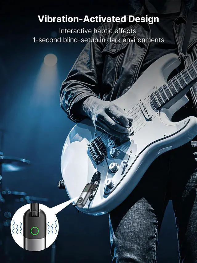 Alt view image 2 of 7 - Wireless Guitar System, Wireless Guitar Transmitter Receiver with 10 Channels, Dual Interface Design Guitar Wireless System for 6.35mm/3.5mm Audio Devices