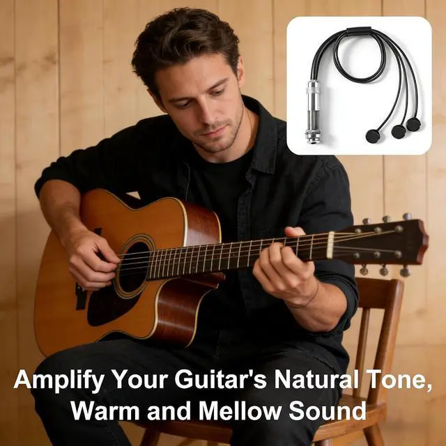 Alt view image 4 of 7 - Piezo Pickup for Acoustic Guitars, Mini Acoustic Guitar Pickup, Banjo Pickup, Ukulele Pickup, Fender Pickups, Passive Piezo Acoustic Pickup for traveler guitar, Steel String Acoustic Guitar