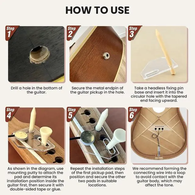Alt view image 7 of 7 - Piezo Pickup for Acoustic Guitars, Mini Acoustic Guitar Pickup, Banjo Pickup, Ukulele Pickup, Fender Pickups, Passive Piezo Acoustic Pickup for traveler guitar, Steel String Acoustic Guitar