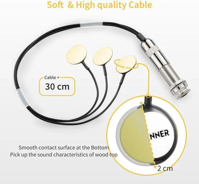 Alt view image 2 of 7 - Acoustic Guitar Pickup, Guitar Pickups Sound Seeker Pure Sound Transducer for Cello Banjo Ukulele Mandolin Guitar Microphone Pickup