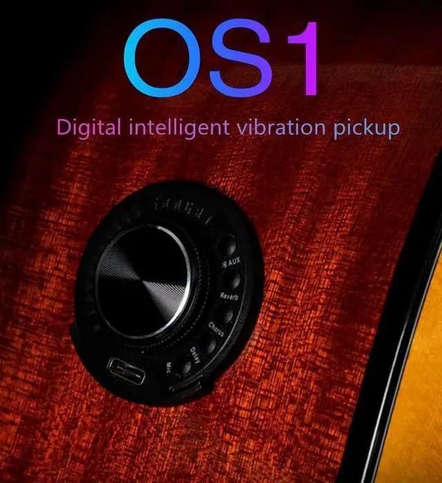 Alt view image 3 of 7 - OS1 Guitar Pickup Acoustic Bluetooth Transducer, Vibration Pickup Black Resonance Technology Gui EQ Digital Preamp with Reverb Chorus Delay and Mic Function