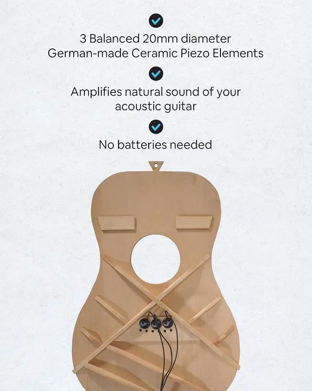 Alt view image 2 of 4 - Passive Piezo Acoustic Pickup EP001K Three Balanced German-Made Passive Pickup Elements Piezo Pickup for Acoustic Guitars (Ceramic)