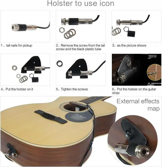 Alt view image 7 of 7 - Acoustic Guitar Pickup Passive Megnetic Soundhole Pickup with Humbucker Volume Timbre Control