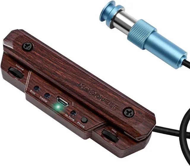 Main image of Acoustic Guitar Pickup Rechargable Active Soundhole Guitar Pickup Adjustable Pickup for Guitar Magnetic Coil Build-in Volume Control Guitar Microphone Acoustic Pickup(Wood Grain)
