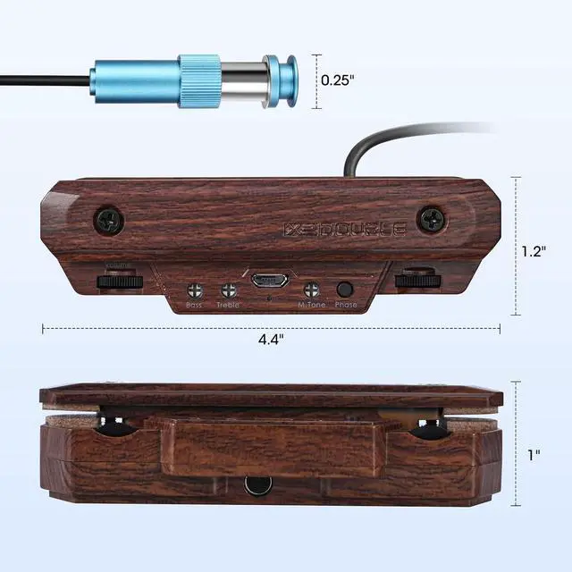 Alt view image 3 of 7 - Acoustic Guitar Pickup Rechargable Active Soundhole Guitar Pickup Adjustable Pickup for Guitar Magnetic Coil Build-in Volume Control Guitar Microphone Acoustic Pickup(Wood Grain)