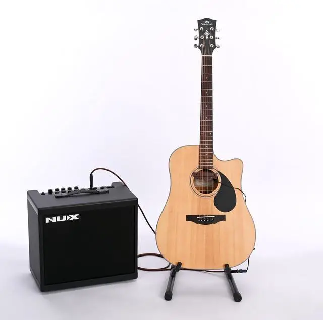 Alt view image 7 of 7 - Acoustic Guitar Pickup Rechargable Active Soundhole Guitar Pickup Adjustable Pickup for Guitar Magnetic Coil Build-in Volume Control Guitar Microphone Acoustic Pickup(Wood Grain)