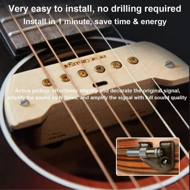 Alt view image 3 of 7 - Acoustic Guitar Pickup, Dual-System and Dual-Coil Active Pickup for Acoustic Guitar, Magnetic Rechargeable Sound-hole Guitar Pickup with Humbucker Microphone Volume Tune