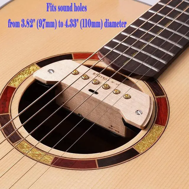 Alt view image 2 of 7 - Acoustic Guitar Pickup, Dual-System and Dual-Coil Active Pickup for Acoustic Guitar, Magnetic Rechargeable Sound-hole Guitar Pickup with Humbucker Microphone Volume Tune