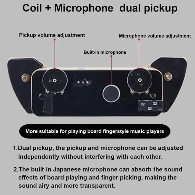 Alt view image 6 of 7 - Acoustic Guitar Pickup, Dual-System and Dual-Coil Active Pickup for Acoustic Guitar, Magnetic Rechargeable Sound-hole Guitar Pickup with Humbucker Microphone Volume Tune