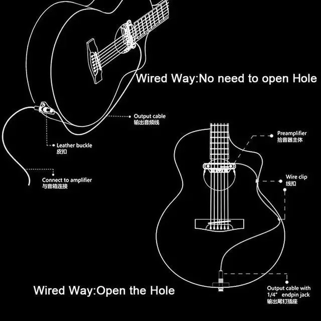 Alt view image 3 of 7 - Wireless & Wired Acoustic Guitar Pickup System,Wireless Soundhole Pickup with Receiver Microphone 30M Transmission for 80-120mm Sound-hole Acoustic Guitar Pickup (Black)