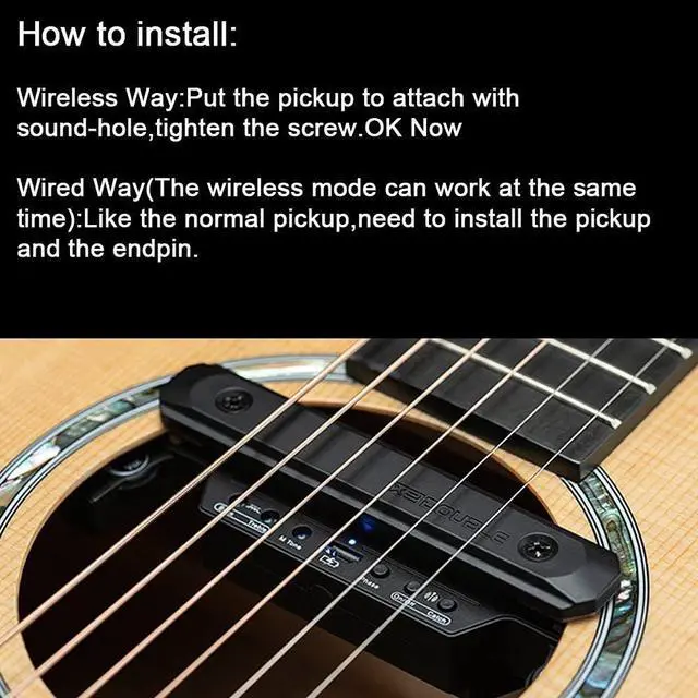 Alt view image 2 of 7 - Wireless & Wired Acoustic Guitar Pickup System,Wireless Soundhole Pickup with Receiver Microphone 30M Transmission for 80-120mm Sound-hole Acoustic Guitar Pickup (Black)