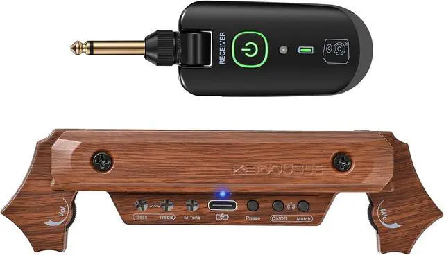 Main image of Wireless Acoustic Guitar Pickup Rechargable Magnetic And Microphone Soundhole Pickup For Acoustic Guitar Build-In Volume Control(Wood Grain)