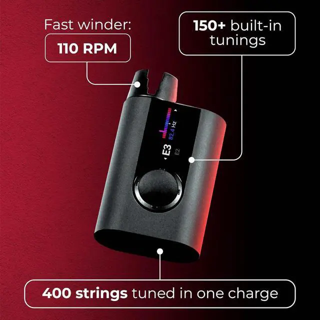 Alt view image 7 of 7 - 3 | Smart Automatic Guitar Tuner, Metronome & String Winder | For Electric Guitars, Acoustic Guitars, 12-String Guitars, Ukulele, Banjo, Mandolin | 150+ Alternate Tunings | For Electric Guitars