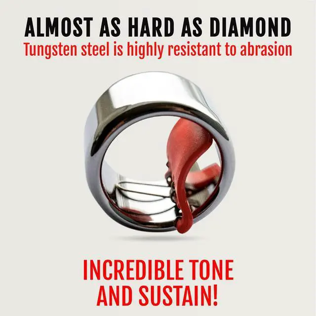 Alt view image 3 of 7 - Slide Guitar Rings - Made From Tungsten Steel. Acoustic Guitar Slide, Electric Guitar Slide, Bass, Ukulele, and More. Almost as Hard as Diamond, Smooth Surface Finish, New Invention