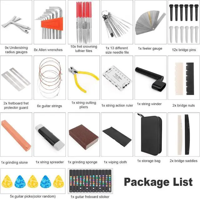Alt view image 2 of 7 - 72PCS Guitar Tool Kit Repair Maintenance Accessories Guitar Parts Set with Carry Bag Guitar Care For Electric Acoustic Guitar Ukulele Bass Banjo