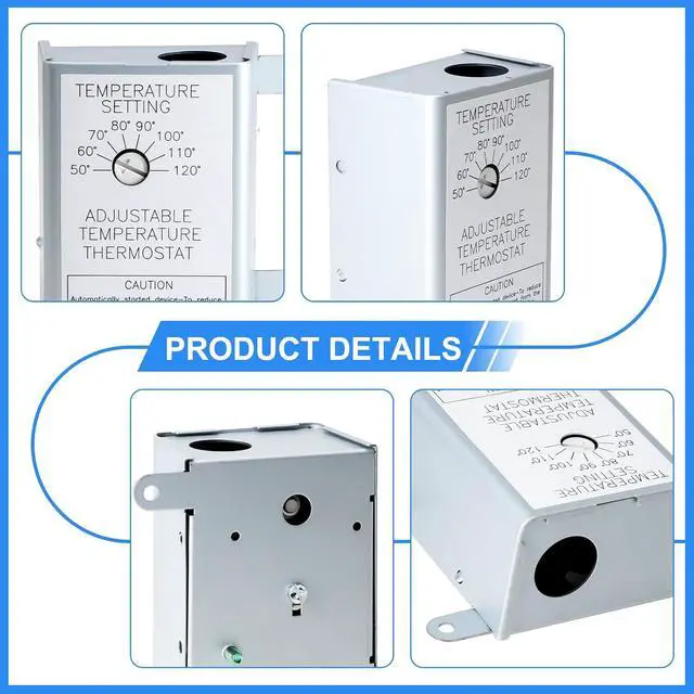 Alt view image 5 of 7 - 2 Pack Attic Fan Thermostat Control for Power Attic Ventilators and Exhaust Fans, 120V Adjustable Thermostat Switch Replace 58033 Single Speed Precise Temperature Controller