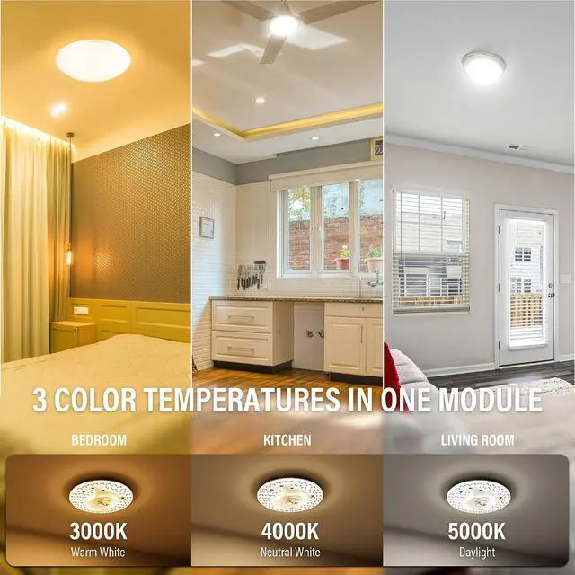 Alt view image 3 of 7 - 5.12" Dimmable LED Light Engine Retrofit Kit: 120V, 3CCT, CRI90, 1620LM, 18W Magnetic or Screw Mount Ceiling Fan Light Replacement Module for Flush Mount & Pendant Lights, ETL, 4 Packs