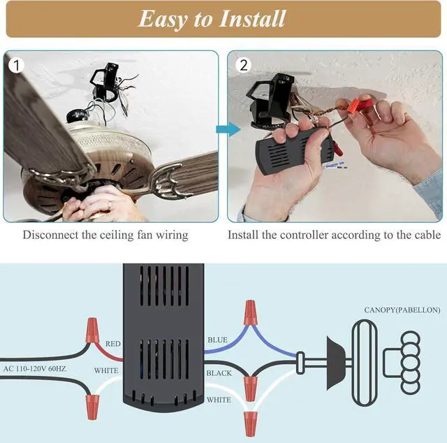 Alt view image 5 of 7 - Universal Ceiling Fan Remote Control Kit, 3-Speed Control Fans with Dimmer | Compatible with Hunter Harbor Breeze Hampton Bay, Remote Works with Hunter 99122 99123 99600