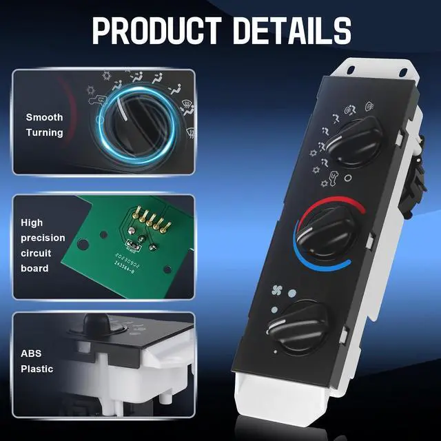 Alt view image 5 of 7 - A/C Heater Control Panel with Blower Motor Switch Compatible with 1999-2004 Jeep Wrangler TJ, Climate Control Module Replace 55037473AB, BL101, HS-373