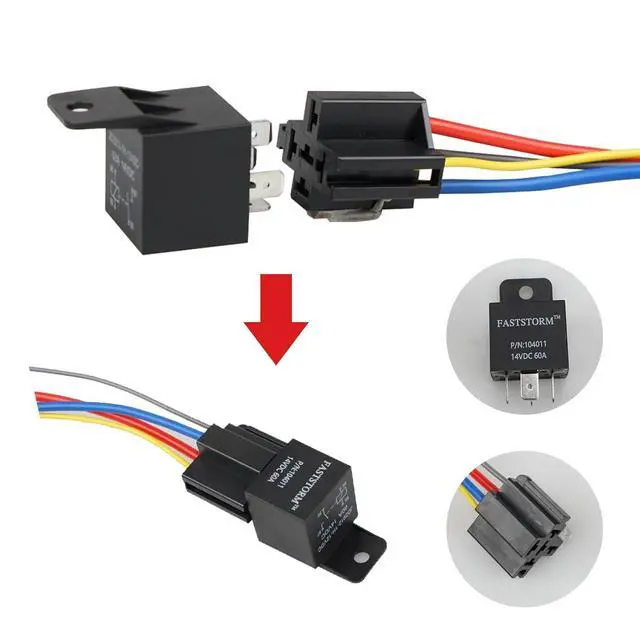 Alt view image 2 of 7 - Dual Electric Fan Relay Kit Electric Radiator Fan Kit Temperature Sensor Switch 185 On 175 Off Automotive Wiring Kit 60 Amp Cooling Fan Relay Switch Kit 4 Pin Waterproof Relay Kit