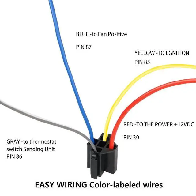 Alt view image 3 of 7 - Dual Electric Fan Relay Kit Electric Radiator Fan Kit Temperature Sensor Switch 185 On 175 Off Automotive Wiring Kit 60 Amp Cooling Fan Relay Switch Kit 4 Pin Waterproof Relay Kit