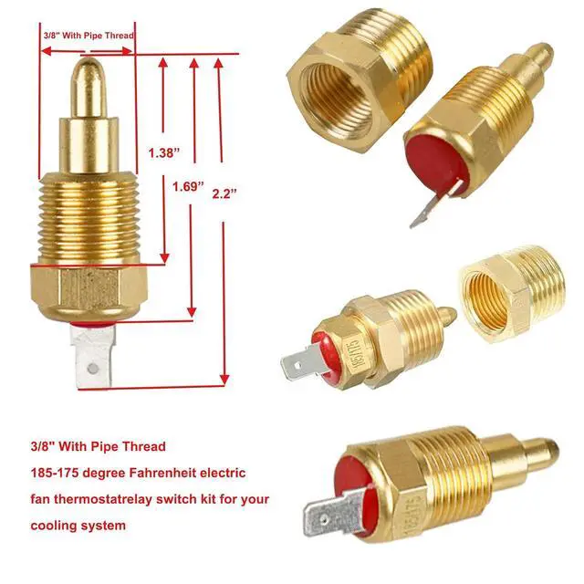 Alt view image 5 of 7 - Dual Electric Fan Relay Kit Electric Radiator Fan Kit Temperature Sensor Switch 185 On 175 Off Automotive Wiring Kit 60 Amp Cooling Fan Relay Switch Kit 4 Pin Waterproof Relay Kit