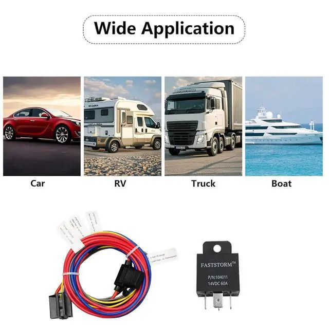 Alt view image 7 of 7 - Dual Electric Fan Relay Kit Electric Radiator Fan Kit Temperature Sensor Switch 185 On 175 Off Automotive Wiring Kit 60 Amp Cooling Fan Relay Switch Kit 4 Pin Waterproof Relay Kit