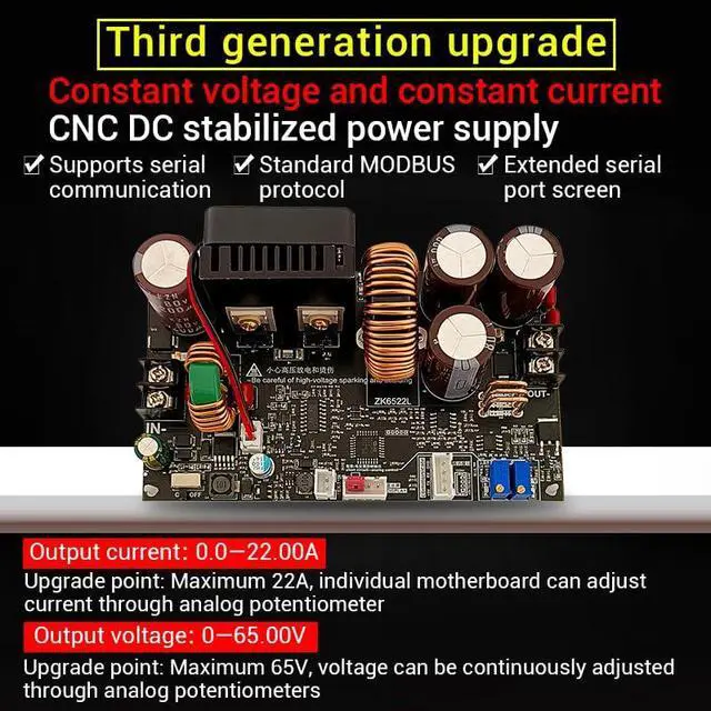 Alt view image 3 of 5 - 22A 1400W DC 6-75V Stabilized Voltage Power Supply Step-Down Module CNC Adjustable Voltage Regulators